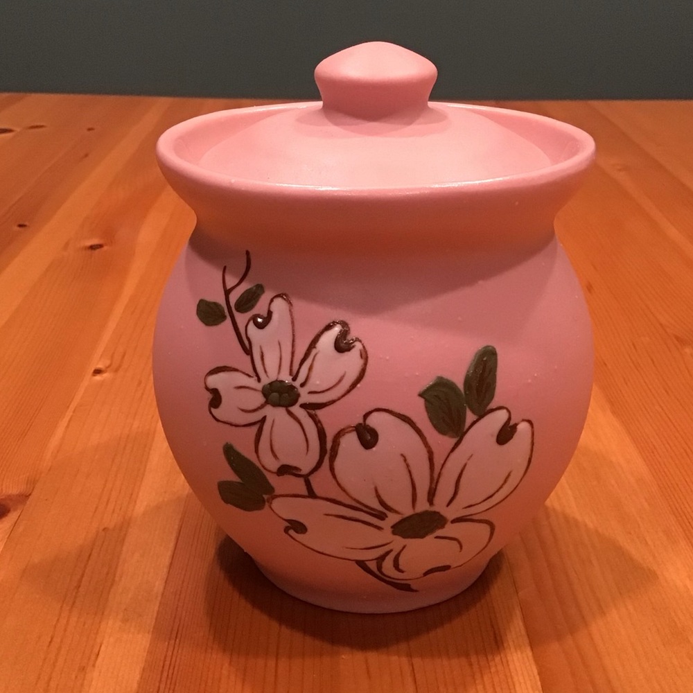 PIGEON FORGE POTTERY PINK DOGWOOD LIDDED JAR GINGER JAR CANISTER